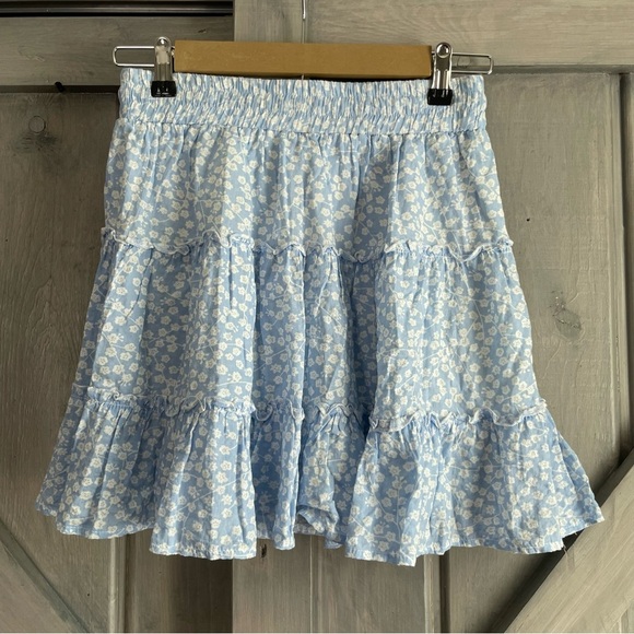 Princess Polly Meltem Baby Blue Floral Tiered Skirt dainty girly spring summer 6 - Picture 4 of 10